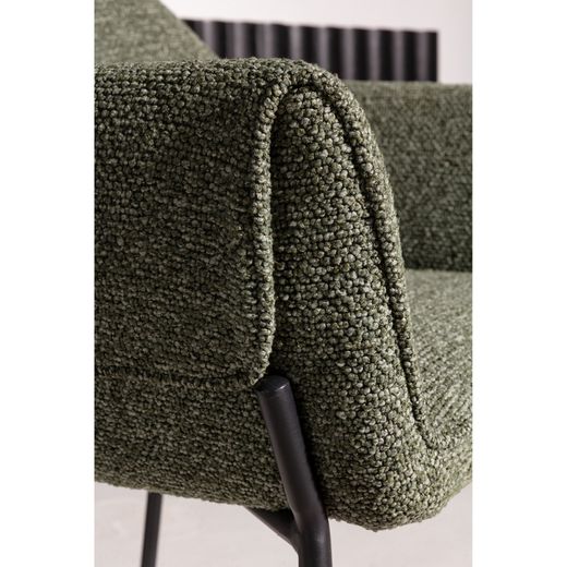 Fabric and metal armchair in green and black, 62 x 64 x 84 cm | Suma