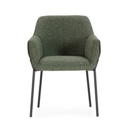 Fabric and metal armchair in green and black, 62 x 64 x 84 cm | Suma