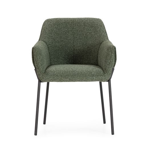 Fabric and metal armchair in green and black, 62 x 64 x 84 cm | Suma
