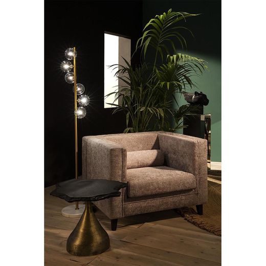 Grå tygfåtölj, 102 x 95 x 70 cm