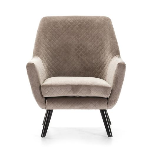 Fåtölj av silver sammet och ben av svart metall90x79x75