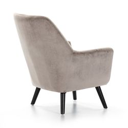 Fåtölj av silver sammet och ben av svart metall90x79x75