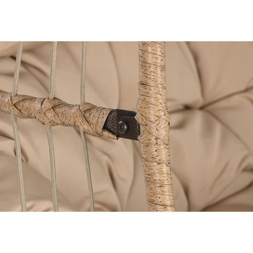 Podwójny fotel wiszący z syntetycznego rattanu i aluminium w kolorze ciemnego i naturalnego brązu, 130 x 61 x 117 cm | Bryza