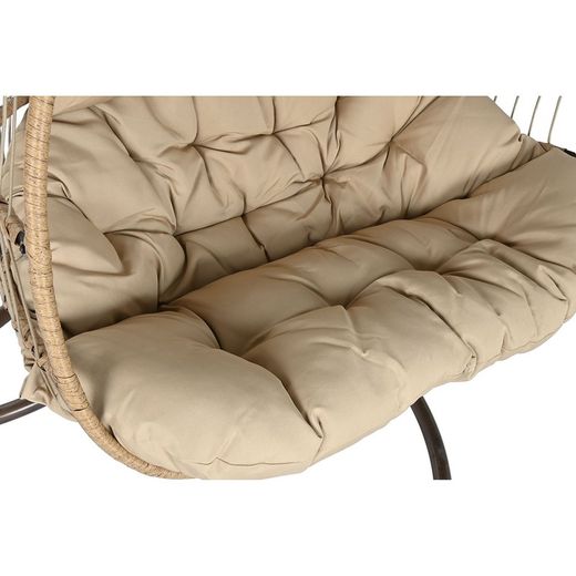 Podwójny fotel wiszący z syntetycznego rattanu i aluminium w kolorze ciemnego i naturalnego brązu, 130 x 61 x 117 cm | Bryza
