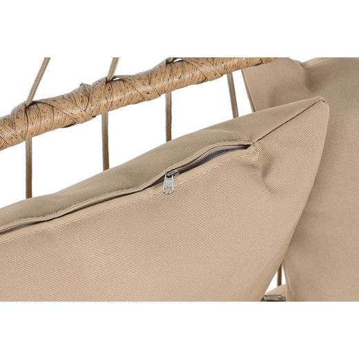 Podwójny fotel wiszący z syntetycznego rattanu i aluminium w kolorze ciemnego i naturalnego brązu, 130 x 61 x 117 cm | Bryza