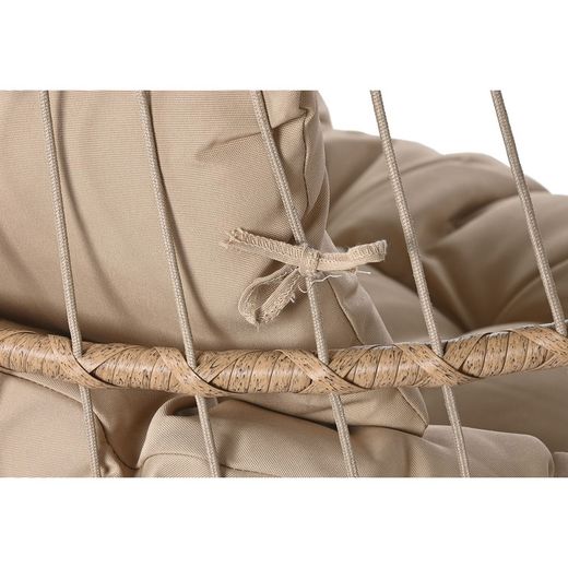 Podwójny fotel wiszący z syntetycznego rattanu i aluminium w kolorze ciemnego i naturalnego brązu, 130 x 61 x 117 cm | Bryza