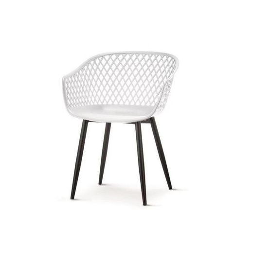 Cadeiras de exterior Belinda em Plástico e Metal Branco/Preto, 57'5x60x80 cm