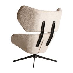 Bouclé Privas swivel armchair in bouclé cotton and iron in cream, 86 x 90 x 99 cm