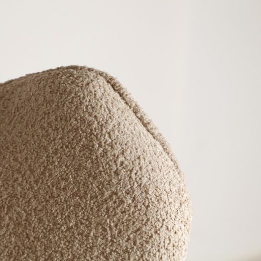 Bouclé Privas swivel armchair in bouclé cotton and iron in cream, 86 x 90 x 99 cm