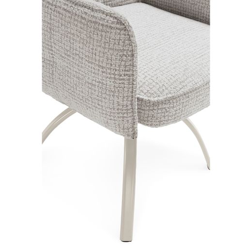 Fauteuil pivotant beige avec accoudoirs en tissu et métal, 56 x 63 x 85 cm | Mindi