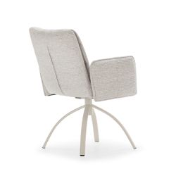 Fauteuil pivotant beige avec accoudoirs en tissu et métal, 56 x 63 x 85 cm | Mindi