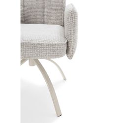 Fauteuil pivotant beige avec accoudoirs en tissu et métal, 56 x 63 x 85 cm | Mindi