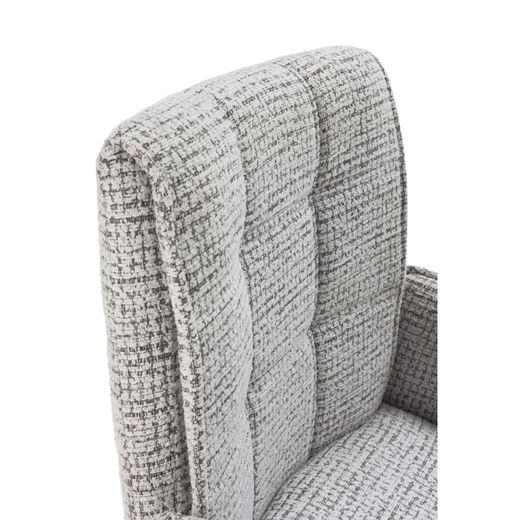 Fauteuil pivotant avec accoudoirs en tissu et métal gris, 56 x 63 x 85 cm | Mindi