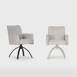Fauteuil pivotant avec accoudoirs en tissu et métal gris, 56 x 63 x 85 cm | Mindi