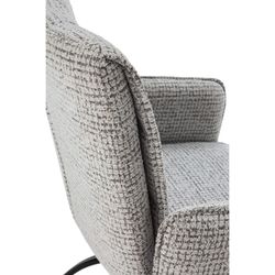 Fauteuil pivotant avec accoudoirs en tissu et métal gris, 56 x 63 x 85 cm | Mindi