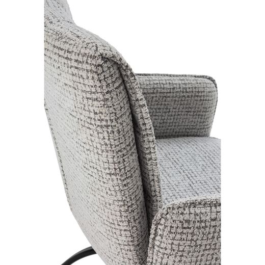 Fauteuil pivotant avec accoudoirs en tissu et métal gris, 56 x 63 x 85 cm | Mindi