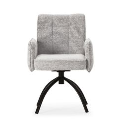 Fauteuil pivotant avec accoudoirs en tissu et métal gris, 56 x 63 x 85 cm | Mindi
