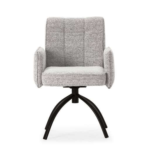 Fauteuil pivotant avec accoudoirs en tissu et métal gris, 56 x 63 x 85 cm | Mindi