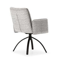 Fauteuil pivotant avec accoudoirs en tissu et métal gris, 56 x 63 x 85 cm | Mindi