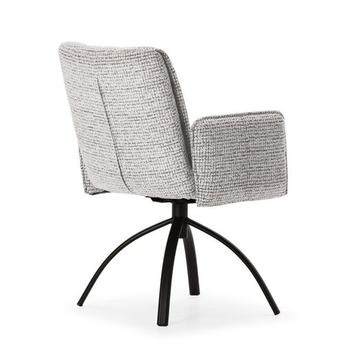 Fauteuil pivotant avec accoudoirs en tissu et métal gris, 56 x 63 x 85 cm | Mindi