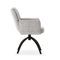 Fauteuil pivotant avec accoudoirs en tissu et métal gris, 56 x 63 x 85 cm | Mindi