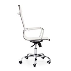 Fauteuil pivotant à roulettes en simili cuir blanc, 64 x 64 x 106 - 116 cm | lettre