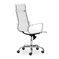Fauteuil pivotant à roulettes en simili cuir blanc, 64 x 64 x 106 - 116 cm | lettre