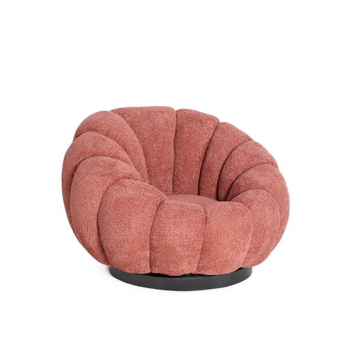 Sillón giratorio de algodón en terracota, 93 x 90 x 67 cm | Bouclé