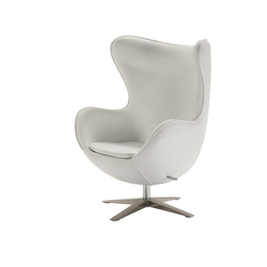 Fauteuil pivotant en cuir écologique et métal blanc d'oeuf, 82x80x112cm
