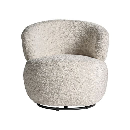 Drehstuhl in Bouclé-Stoff weiß, 73 x 71 x 72 cm | Vayres