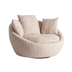 Sillón giratorio de tejido en beige, 120 x 106 x 76 cm | Nuba