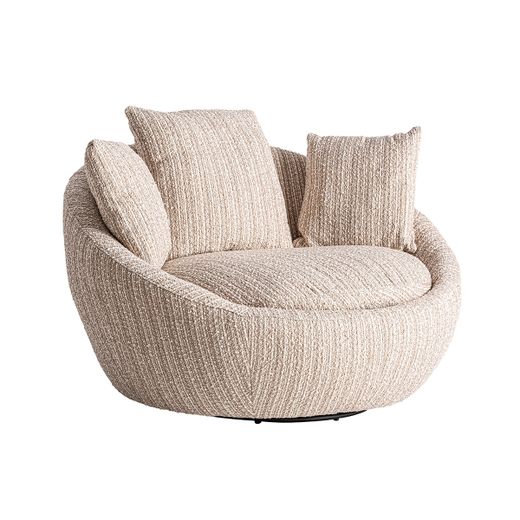Sillón giratorio de tejido en beige, 120 x 106 x 76 cm | Nuba