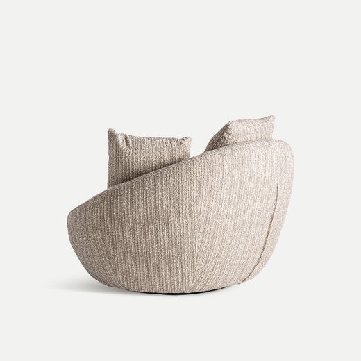 Sillón giratorio de tejido en beige, 120 x 106 x 76 cm | Nuba