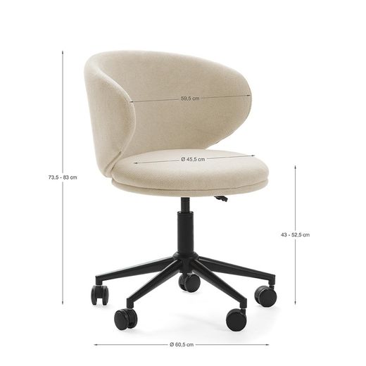 Chaise pivotante en tissu beige, 60 x 60,5 x 83 cm | Se précipiter