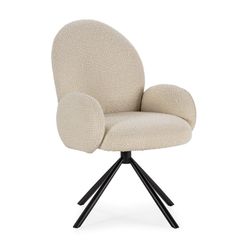 Biały obrotowy fotel materiałowy, 63 x 60 x 90 cm | Dario