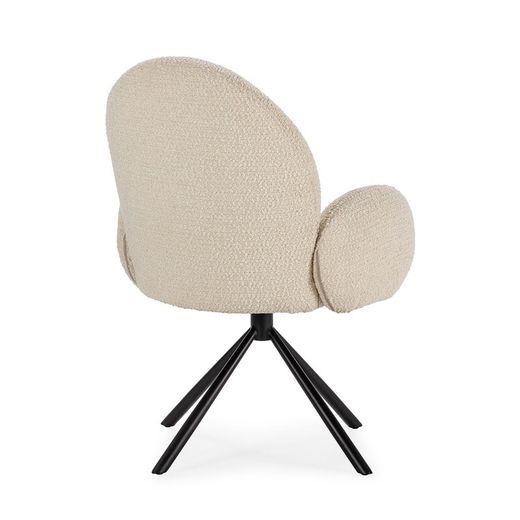 Biały obrotowy fotel materiałowy, 63 x 60 x 90 cm | Dario