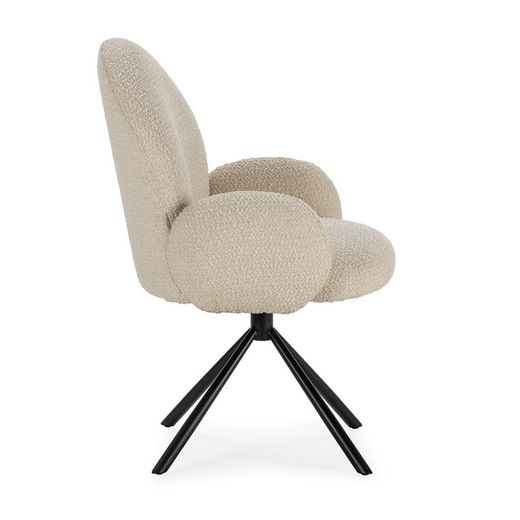 Biały obrotowy fotel materiałowy, 63 x 60 x 90 cm | Dario