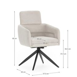 Grey fabric swivel chair, 57.5 x 63 x 92.5 cm | Aixa