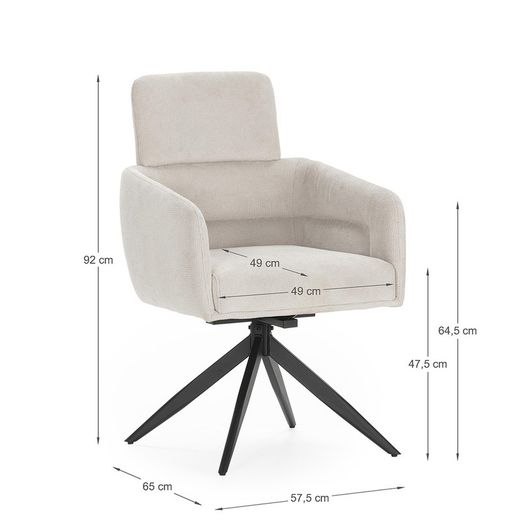 Grey fabric swivel chair, 57.5 x 63 x 92.5 cm | Aixa
