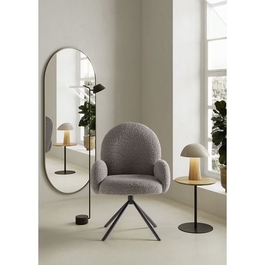 Fotel obrotowy w szarej tkaninie, 62 x 60 x 90 cm | Dario