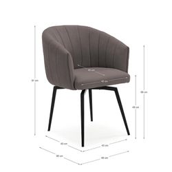 Krzesło obrotowe w ciemnoszarej tkaninie, 60 x 60 x 81 cm | Enka