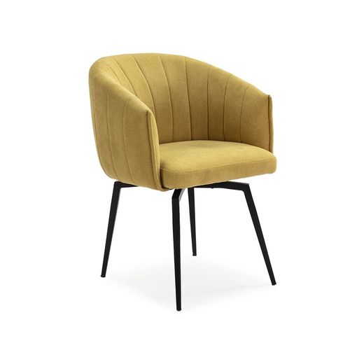 Poltrona girevole in tessuto senape, 60 x 60 x 81 cm | Enka