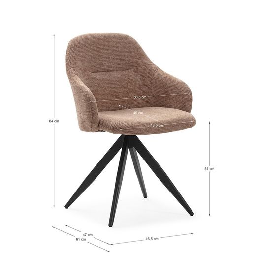 Krzesło obrotowe z tkaniny łososiowej, 56,5 x 61 x 84 cm | Tamara