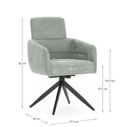 Turquoise fabric swivel chair, 57.5 x 63 x 92.5 cm | Aixa