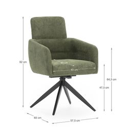 Green fabric swivel chair, 57.5 x 63 x 92.5 cm | Aixa