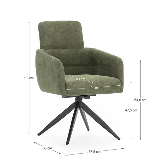 Green fabric swivel chair, 57.5 x 63 x 92.5 cm | Aixa
