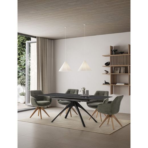 Krzesło obrotowe z zielonej tkaniny, 61,5 x 62 x 83,5 cm | Donatello