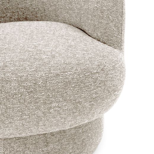 Swivel armchair in beige fabric and metal, 72 x 79 x 67.5 cm | Dali