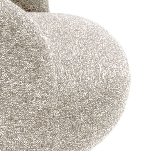 Swivel armchair in beige fabric and metal, 72 x 79 x 67.5 cm | Dali