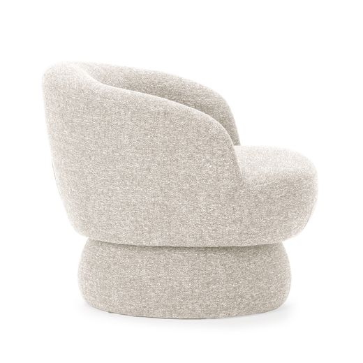Swivel armchair in beige fabric and metal, 72 x 79 x 67.5 cm | Dali